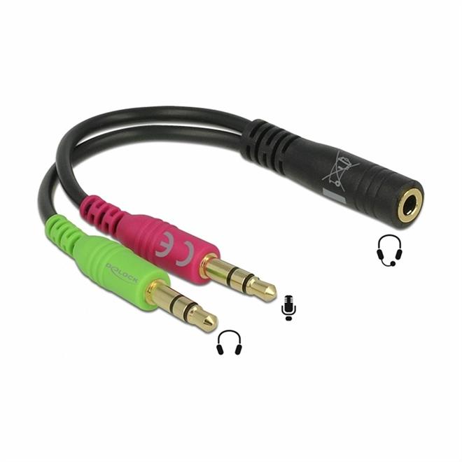 Delock 3,5 mm ženski 4-pin jack - 2 x 3,5 mm stereo moški jack OMTP kabel