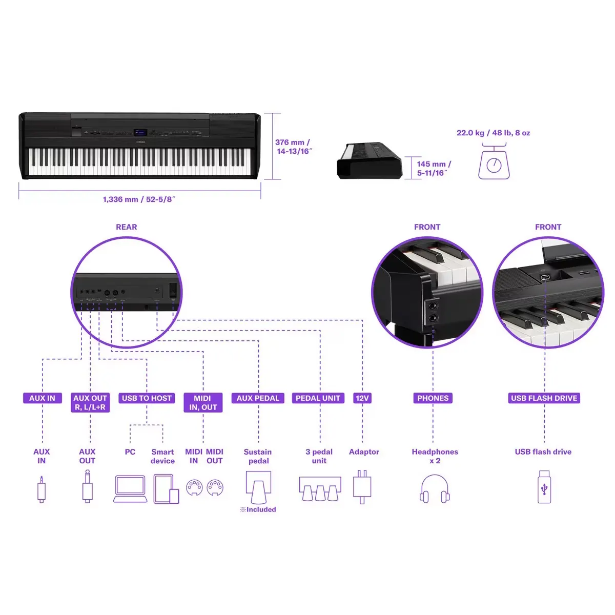 Yamaha P-525B prenosni klavir