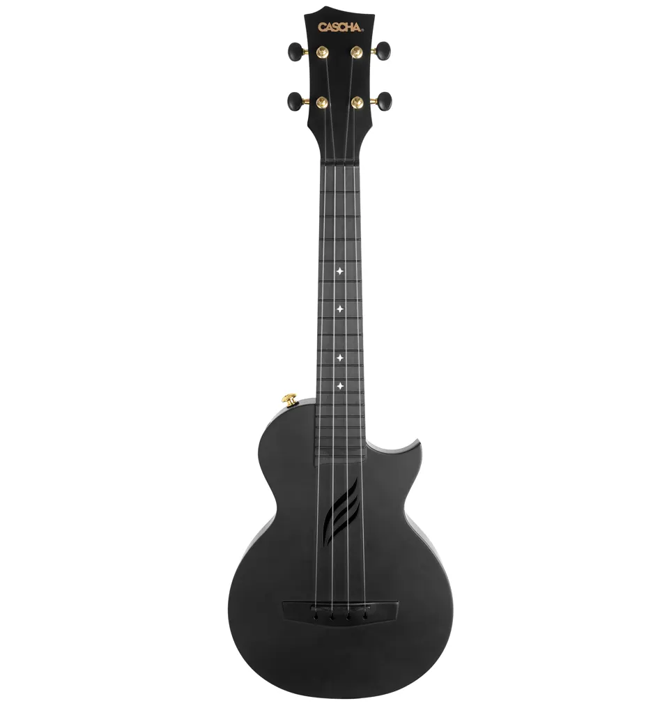 Cascha Carbon Fibre Black koncert ukulele komplet