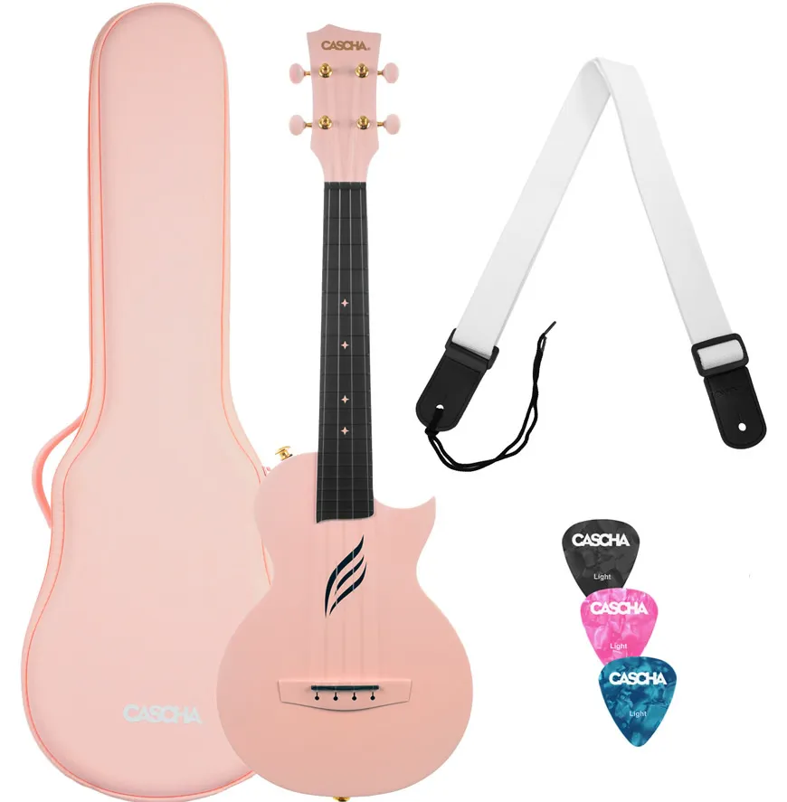 Cascha Carbon Fibre Pink koncert ukulele komplet