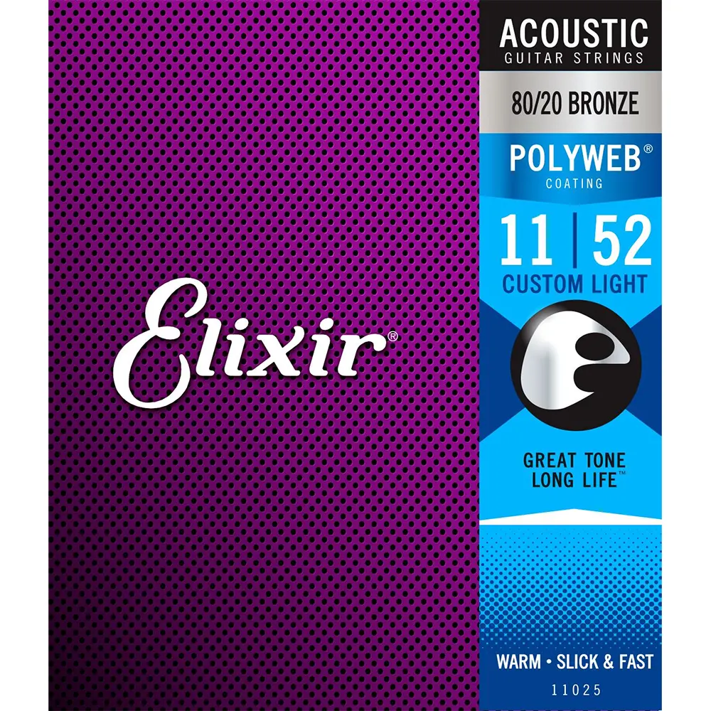 ELIXIR 11-52 CUSTOM LIGHT POLYWEB strune za akustično kitaro