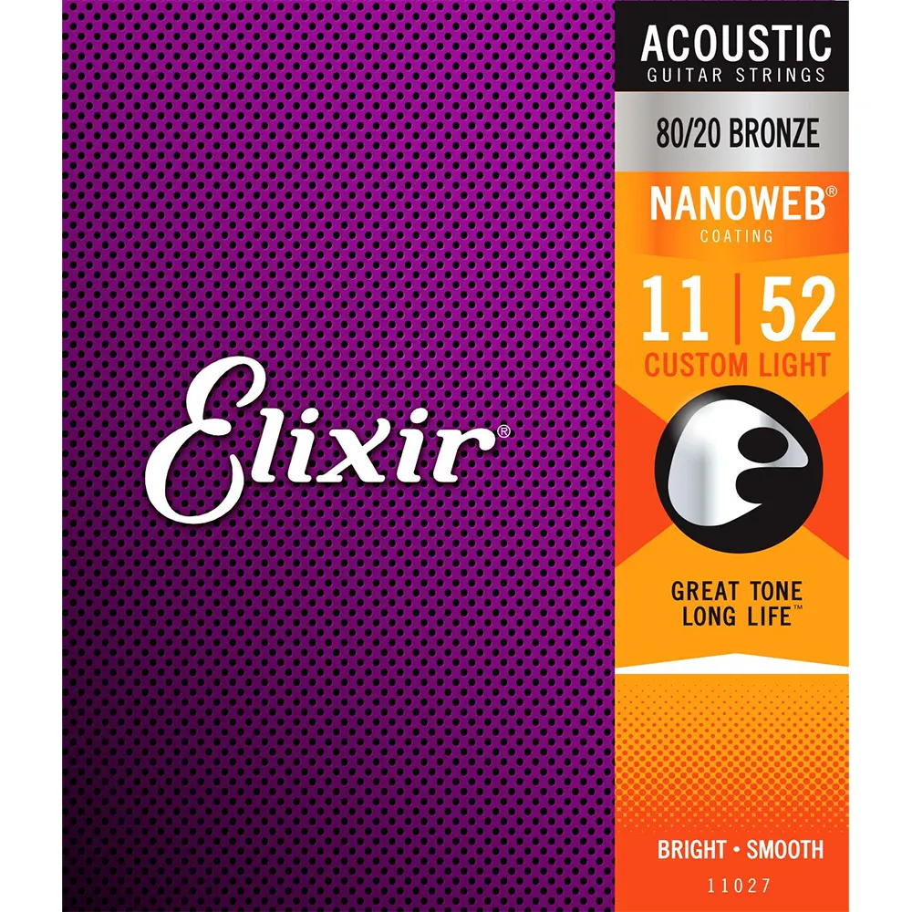ELIXIR 11-52 CUSTOM LIGHT NANOWEB strune za akustično kitaro