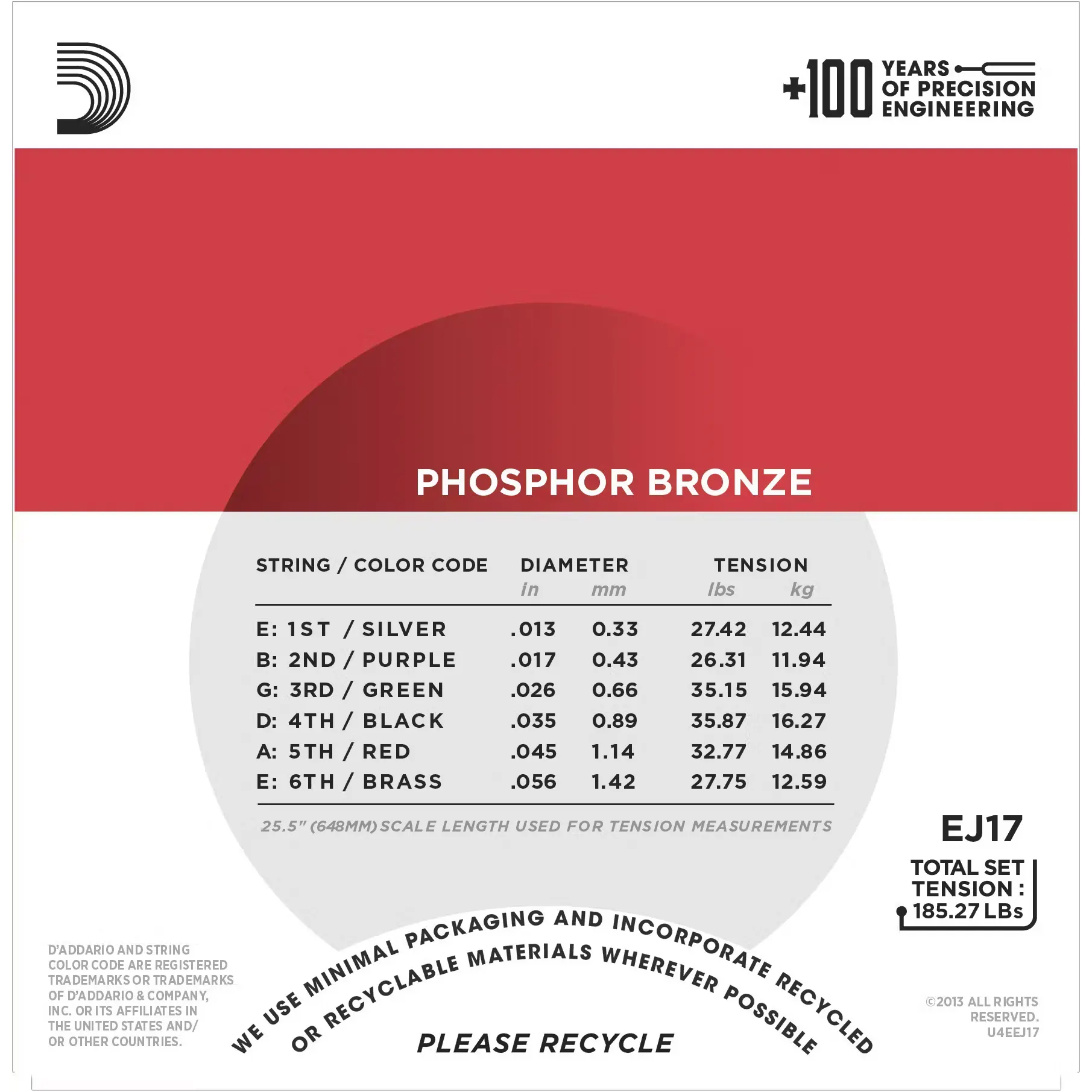 Daddario EJ17 013-056 Phosphor bronze strune za akustično kitaro