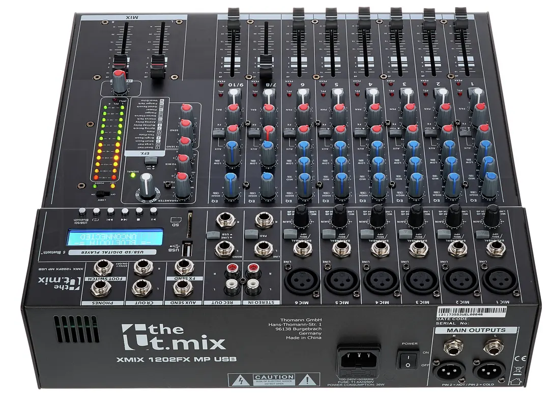 T-Mix 1202 FXMP USB mešalna miza + kovček